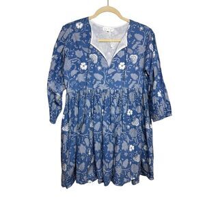NWOT Grace Holiday Blue Floral Mini Dress Sz. M